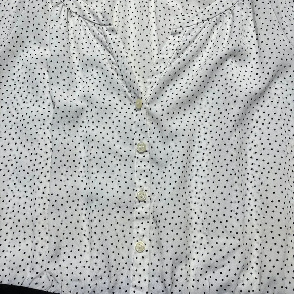 ANN TAYLOR LOFT Black White Polka Dot Blouse Skirt Dress Size 10 - Picture 3 of 13